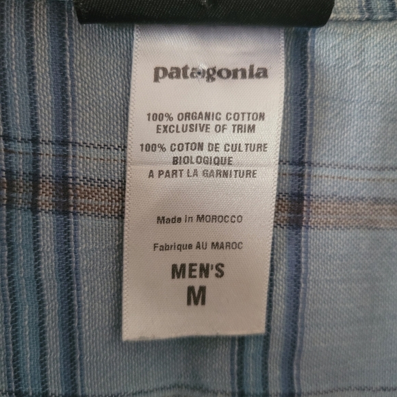 Patagonia Vintage Mens Organic Cotton Short Sleeve Button Up Blue Plaid Medium - Picture 5 of 7